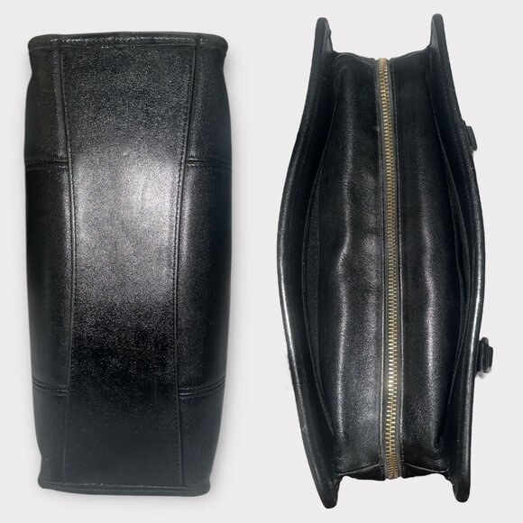 VTG Coach Purse Navy Leather Brass Compartment Tote 9872 Costa Rica Y2K Shopper - Picture 7 of 10